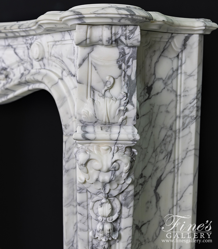 Marble Fireplaces  - Rare Louis XV French Itailan Calacatta Marble Fireplace Mantel - MFP-2444